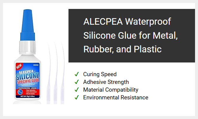 ALECPEA Waterproof Silicone Glue for Metal, Rubber, and Plastic