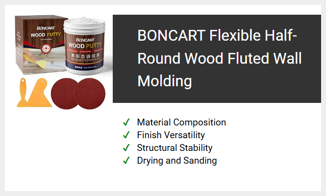 BONCART Flexible Half-Round Wood Fluted Wall Molding