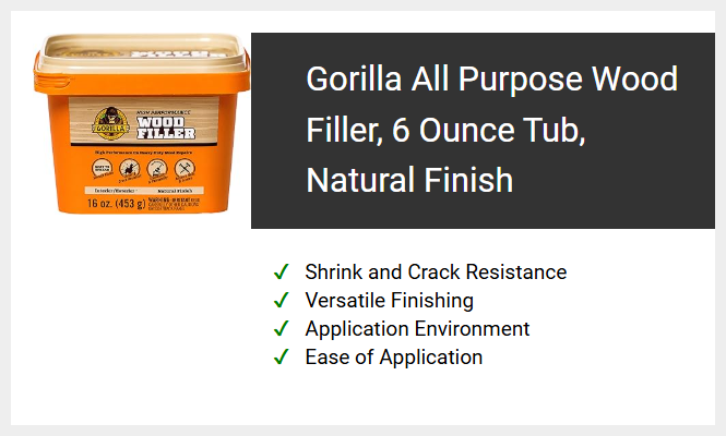 Gorilla All Purpose Wood Filler, 6 Ounce Tub, Natural Finish