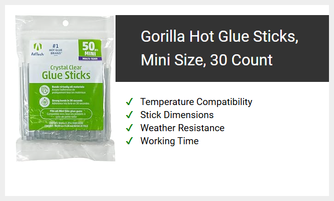 Gorilla Hot Glue Sticks, Mini Size, 30 Count