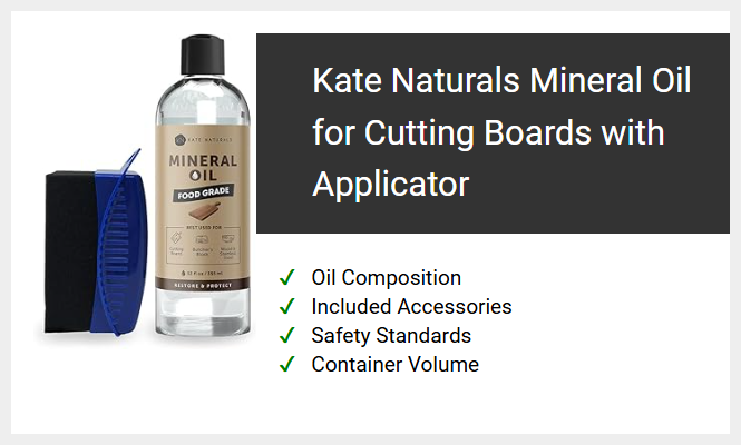 Kate Naturals Mineral Oil for Cutting Boards with Applicator