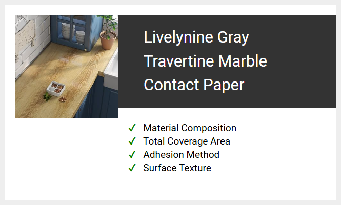 Livelynine Gray Travertine Marble Contact Paper