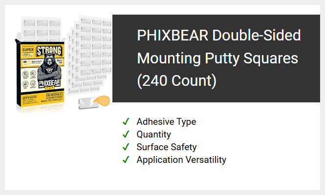 PHIXBEAR Double-Sided Mounting Putty Squares (240 Count)