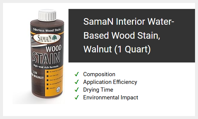 SamaN Interior Water-Based Wood Stain, Walnut (1 Quart)