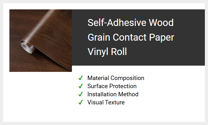 Self-Adhesive Wood Grain Contact Paper Vinyl Roll