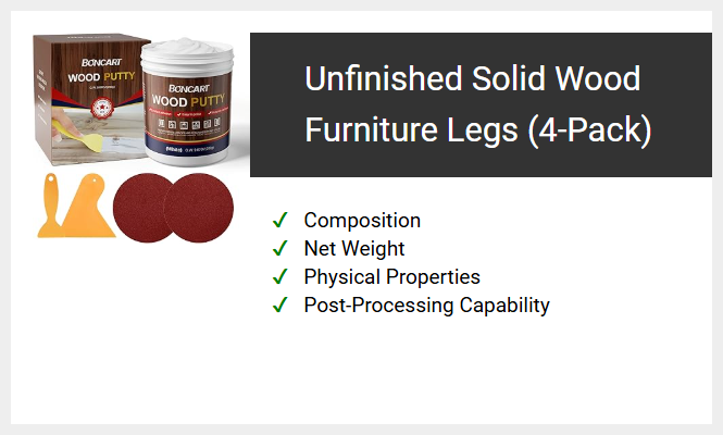 Unfinished Solid Wood Furniture Legs (4-Pack)